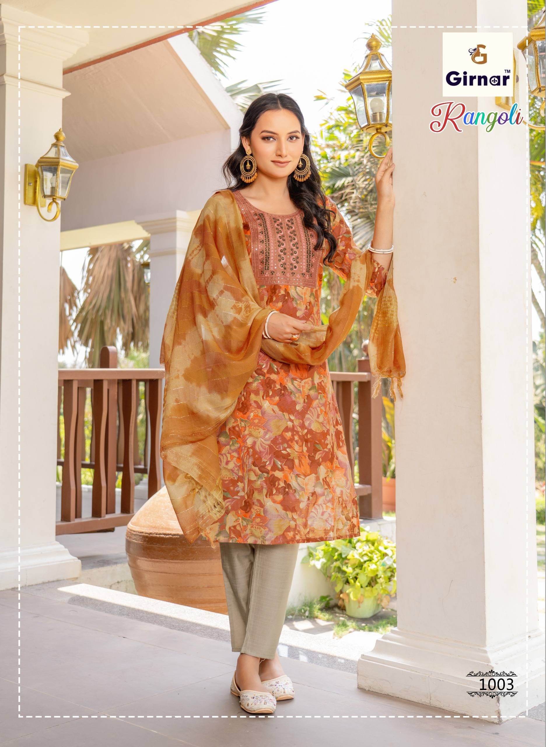 RANGOLI VOL 1 By Girnar 1001 To 1008 Series Beautiful Festive Suits Colourful Premium VERTICAN FOIL PRINT Stitched dresses At Wholesale Price
